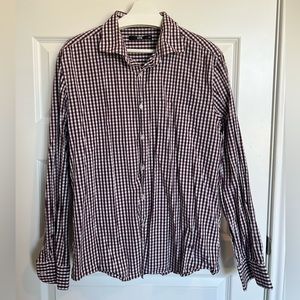 LTB White and Purple Plaid Button Up Shirt Size XL.